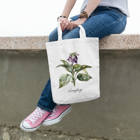 Tote Bag Serene Watercolor Comfrey, personnalisée