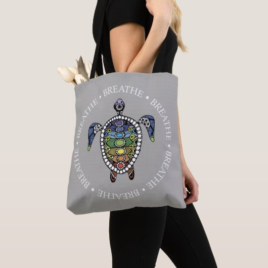 Tote Bag Serenity Turtle Chakras (De près)