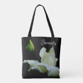 Tote Bag Serenity White Rosebud Mots Inspirants (Dos)