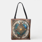 Tote Bag Série Coeur en verre doré Steampunk Steampunk (Dos)