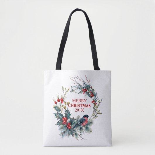 Tote Bag Serment de Noël & couronne de bullfinch (Devant)
