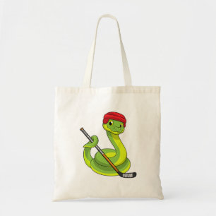 Tote Bag Serpent au hockey sur glace avec bâton de hockey s