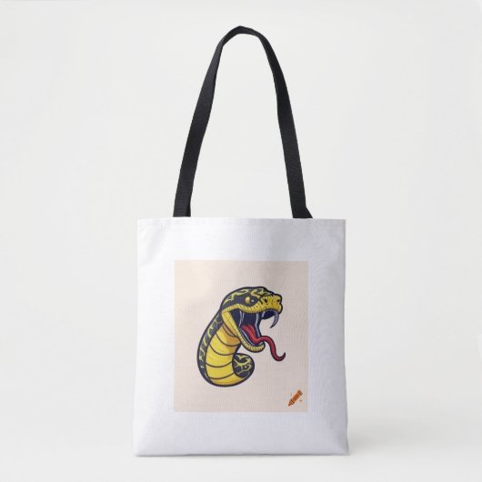 Tote Bag "Serpent Mamba Jaune et Noir Brodé : Fierce De (Devant)