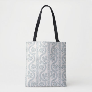 Tote Bag Serpentine Florale Bleu Gris, Os