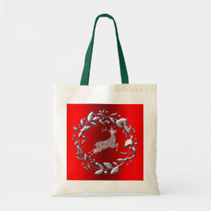 Tote Bag Serre et rennes de Noël en argent