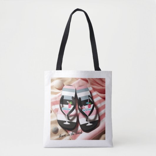 Tote Bag Serviette de plage à rabat rayé (Devant)