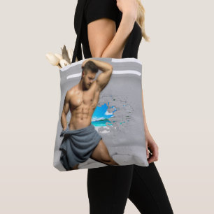 Tote Bag Serviette homme SlipperyJoe's mur de briques blanc