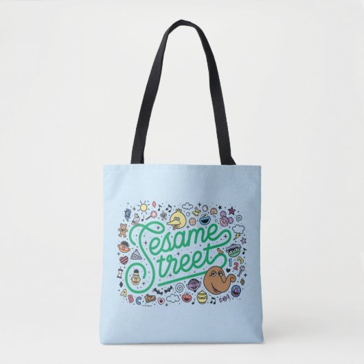 Tote Bag Sésame Sésame | Sesame Street Green Doodle Script (Devant)