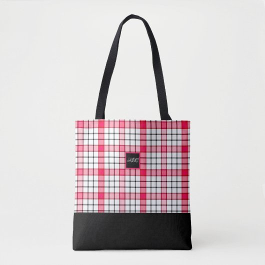 Tote Bag S'est levé et le rose vérifie l'épaule faite sur (Devant)