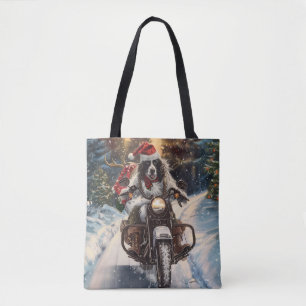 Tote Bag Setter Anglais Chien à Moto Noël