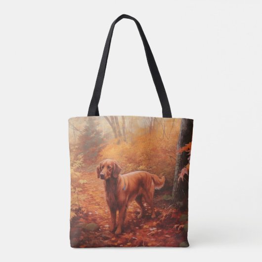 Tote Bag Setter rouge irlandais à l'automne Feuilles automn (Dos)