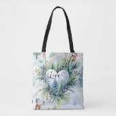 Tote Bag Seule l'amour compte l'aquarelle de Noël (Devant)