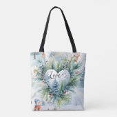 Tote Bag Seule l'amour compte l'aquarelle de Noël (Dos)