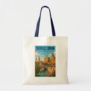 Tote Bag Séville Espagne Illustration Voyage Art Vintage