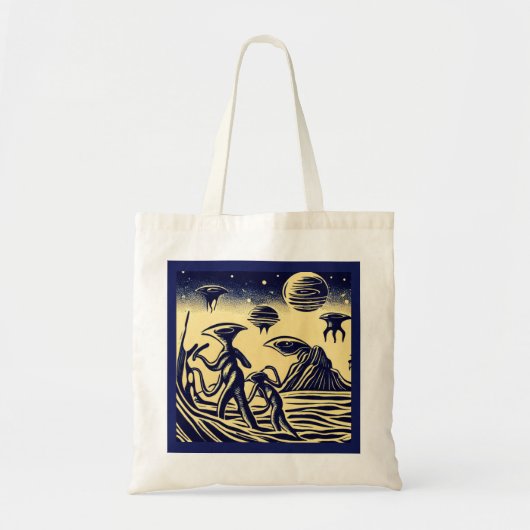 Tote Bag SF - Aliens Sur Une Planète Étrange Bois 1 (Devant)