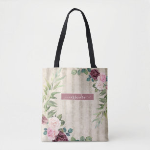 Tote Bag Shabby Chic Floral Nom Fourre-tout