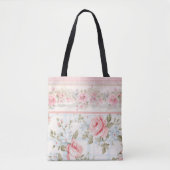 Tote Bag Shabby chic motif floral rose (Devant)