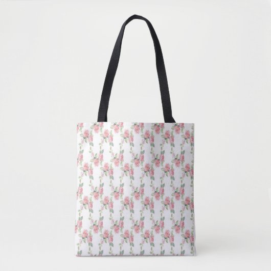 Tote Bag Shabby Chic Rose Floral (Devant)