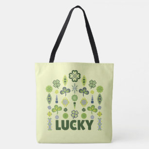 Tote Bag Shamrock chanceux Clover minimaliste Motif jaune