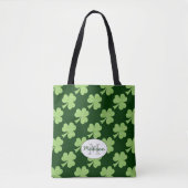 Tote Bag Shamrock Clover Pois Patrick's Day Monogramme (Devant)