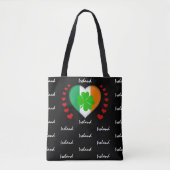 Tote Bag shamrock de mode Irish Flag & Heart Irish Flag (Devant)