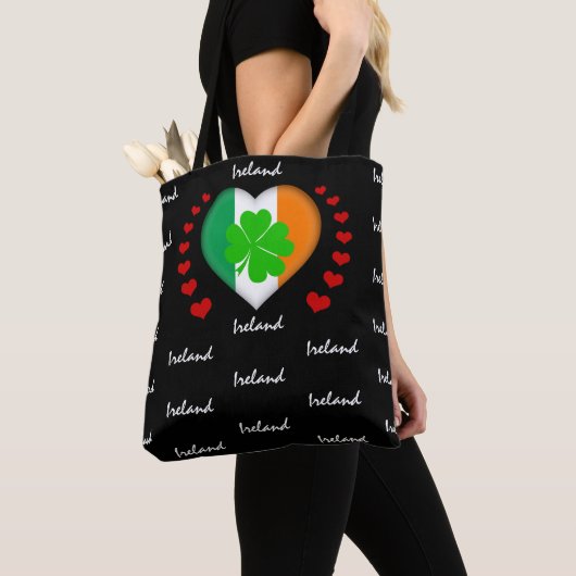 Tote Bag shamrock de mode Irish Flag & Heart Irish Flag (De près)