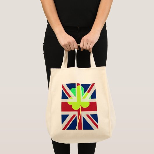 Tote Bag Shamrock du drapeau irlandais britannique Clover S (Devant (produit))