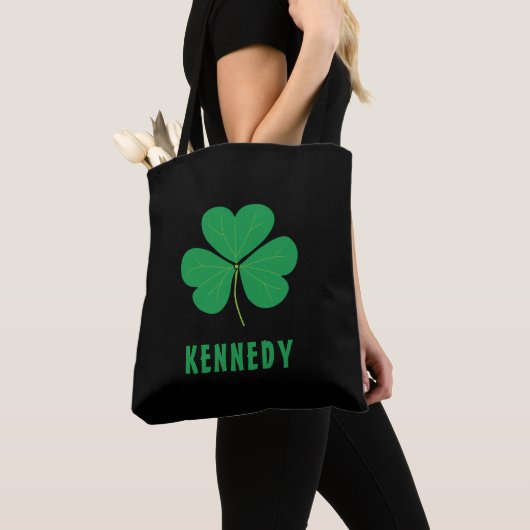 Tote Bag Shamrock Green Clover Irlande Celtic Irish Nom (De près)