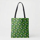 TOTE BAG SHAMROCKS ET DRAPEAU IRLANDAIS VERT CELTIQUE (Devant)