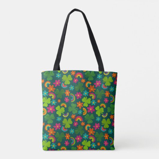 Tote Bag Shamrocks, fleurs et arcs-en-ciel Saint Patrick's  (Dos)