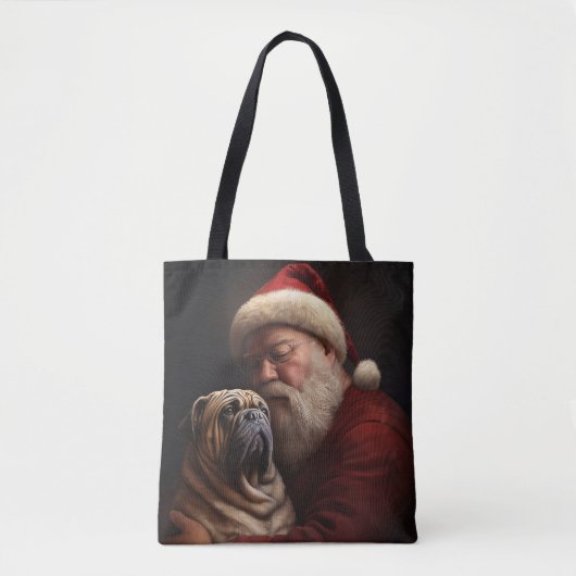 Tote Bag Shar Pei avec Noël Festif du Père Noël (Devant)