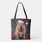 Tote Bag Shar Pei Chien dans Noël de neige (Dos)