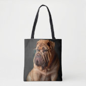 Tote Bag Shar Pei Chien intelligent avec conception de livr (Devant)