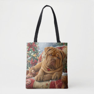 Tote Bag Shar Pei de Noël Festive