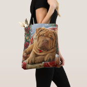 Tote Bag Shar Pei de Noël Festive (De près)