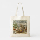 Tote Bag Shared Warmth Whimsical Farmhouse Animals Campfire (Dos)