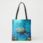 Tote Bag Shark Ocean Predator Art (Devant)