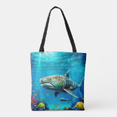 Tote Bag Shark Ocean Predator Art (Dos)