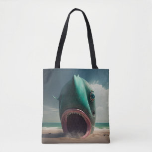 Tote Bag Shark sculpture on the beach