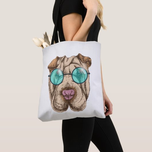 Tote Bag Sharpei dans des lunettes de soleil (De près)