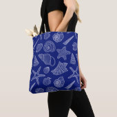 Tote Bag Shell bleu lumineux modèlent (De près)