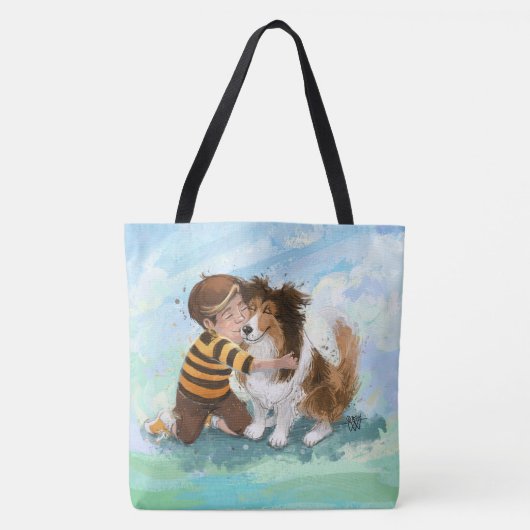 Tote Bag Sheltie and Boy Dog Hug (Devant)