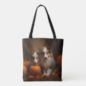 Tote Bag Shetland Sheepdog Chiot Chiot Automne Citrouille d (Dos)