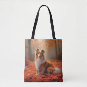 Tote Bag Shetland Sheepdog en automne Feuilles automne Insp (Devant)
