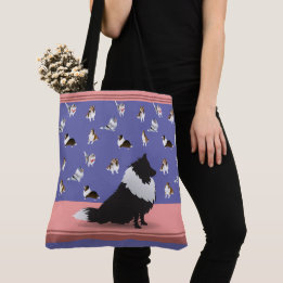 Tote Bag Shetland Sheepdog : Étagère noire sur violet