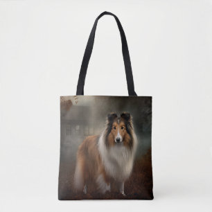 Tote Bag Shetland Sheepdog Halloween effrayant