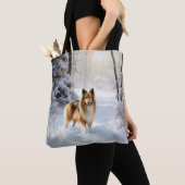 Tote Bag Shetland Sheepdog Laisser neiger Noël (De près)