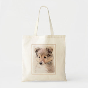 Tote Bag Shetland Sheepdog Puppy Peinture Chien original ar
