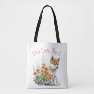 Tote Bag Shiba Inu Chien Maman Florale