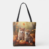 Tote Bag Shiba Inu Chiot Automne Citrouille de plaisir (Dos)